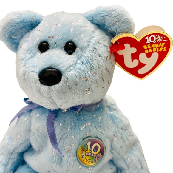 Ty Beanie Babies - Decade the Bear - Light Blue  💜 - Picture 3 of 10